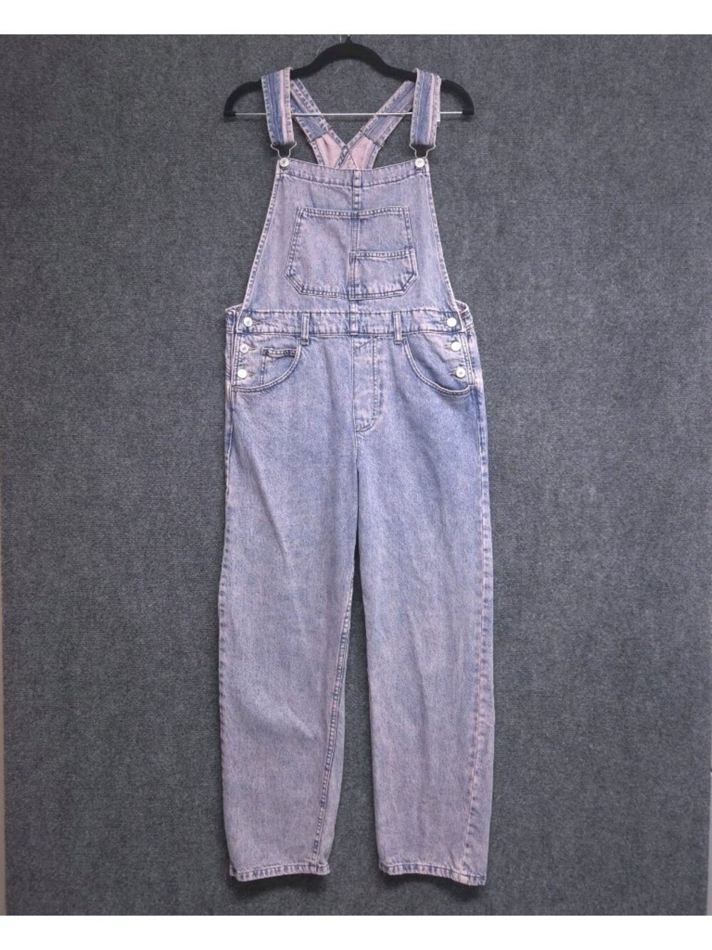 We The Free Ziggy Overalls Womens Small Pink Dreams Denim Straight Leg